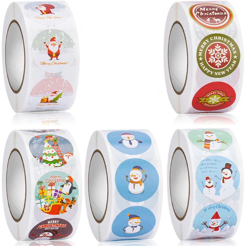 

Gift Wrap 1 Roll Merry Christmas Stickers Animals Snowman Trees Decorative Navida Wrapping Box Label Tags