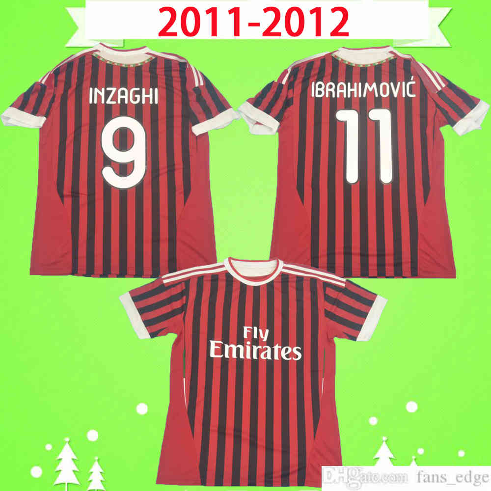 

2011 2012 Retro soccer jersey vintage football shirt top uniform 11 12 classic ac Maglia da calcio long sleeve MALDINI INZAGHI MILAN BECKHAM IBRAHIMOVIC