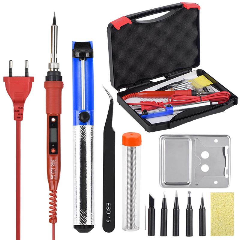 

220V 110V 80W LCD Electric soldering iron set 908S Adjustable Temperature Solder irons With quality Tips and kits