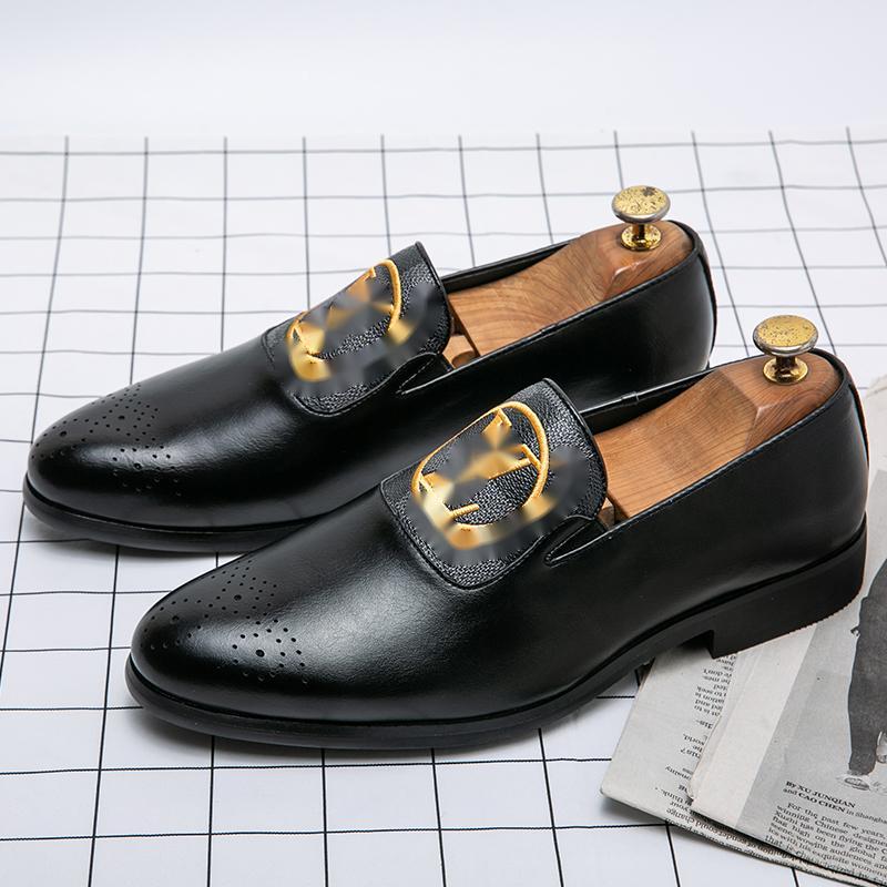 

Loafers Dress Men Shoes PU Leather Casual Business Shoes Classic Comfortable 2021 New Spring Autumn Slip on Round Toe Banquet Simplicity DH568, Black