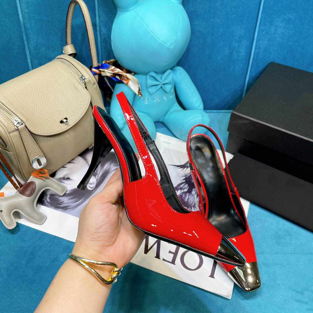 

Fashion luxury ladies red high heels dress shoes 9cm sexy pointed leather sandals non-slip designer all-match wedding shoelace box, Red high heel 5cm
