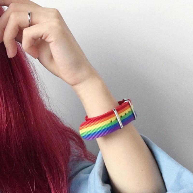 

Tennis Rainbow Bracelet Fashion Men Women Couple Friendship Party Gift Punk Jewelry Ribbon Nylon Collar V3A0