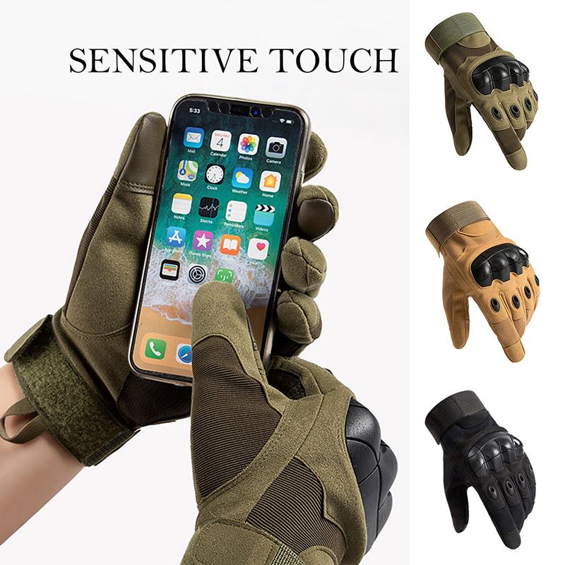 

Sports Gloves Military Tactical Full Finger Men Touch Screen Paintball Hard Knuckle Outdoor Climbing Riding Army Combat, Black