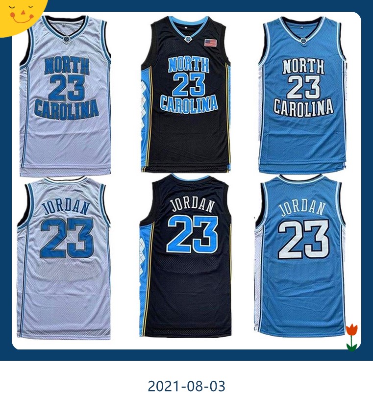 

Men NCAA North Carolina Tar Heels 23 Michael Jersey UNC College Basketball Jerseys Flying man Black White Blue, As shown in illustration