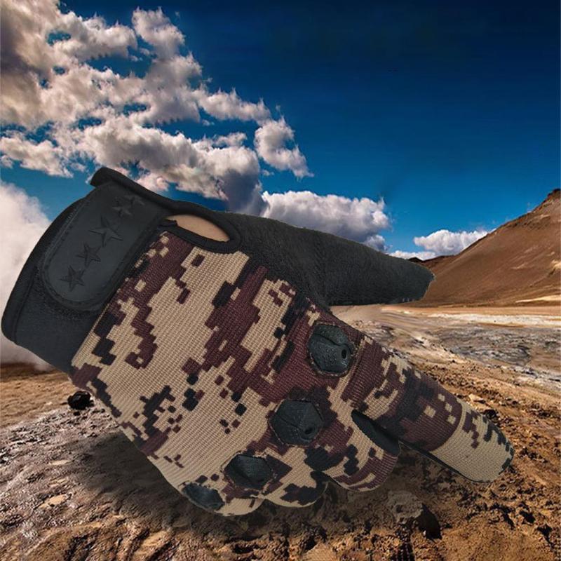 

Sports Gloves 1Pc Unisex Full Finger Anti-Slip Camouflage Glove Adjustable Outdoor Hiking Hunting Breathable Cycling Mitten, Black