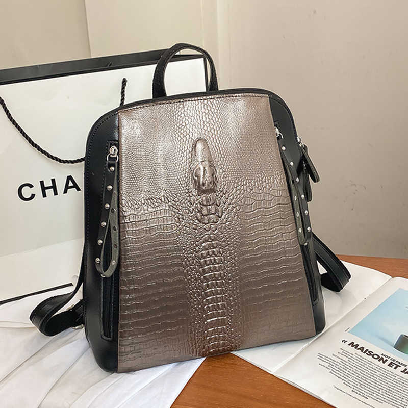 

new designer backpacks High quality crocodile pattern leather backpack Women travel Bagpack Casual school bags shoulder bag