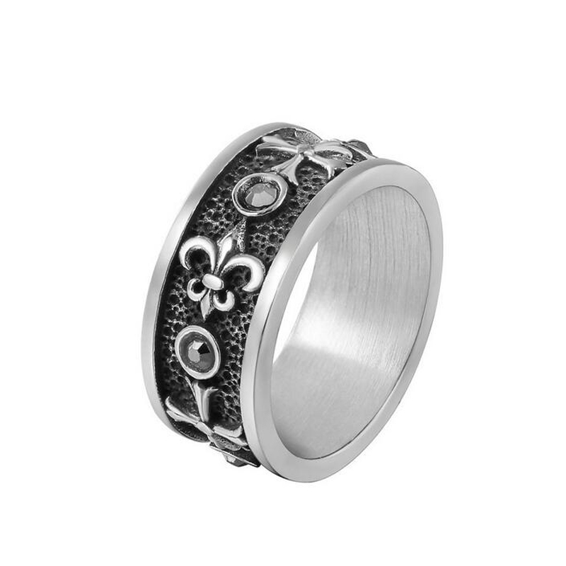 

Silver Vintage Personality Fashion Chrom&Hearts Cross Men Titanium Ring Motorcycle Rock Hip-Hop Retro Styles Stainless Steel Finger Rings Jewelry Accessories