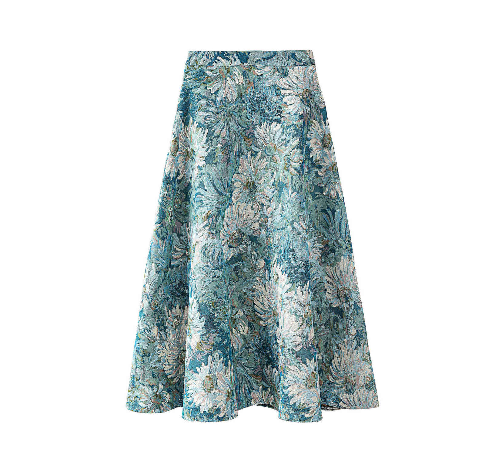 

Vintage Oil Painting Flowers Print Big Swing Umbrella Spring Autumn High Waist A Line Skirts Women 210615, Photo color