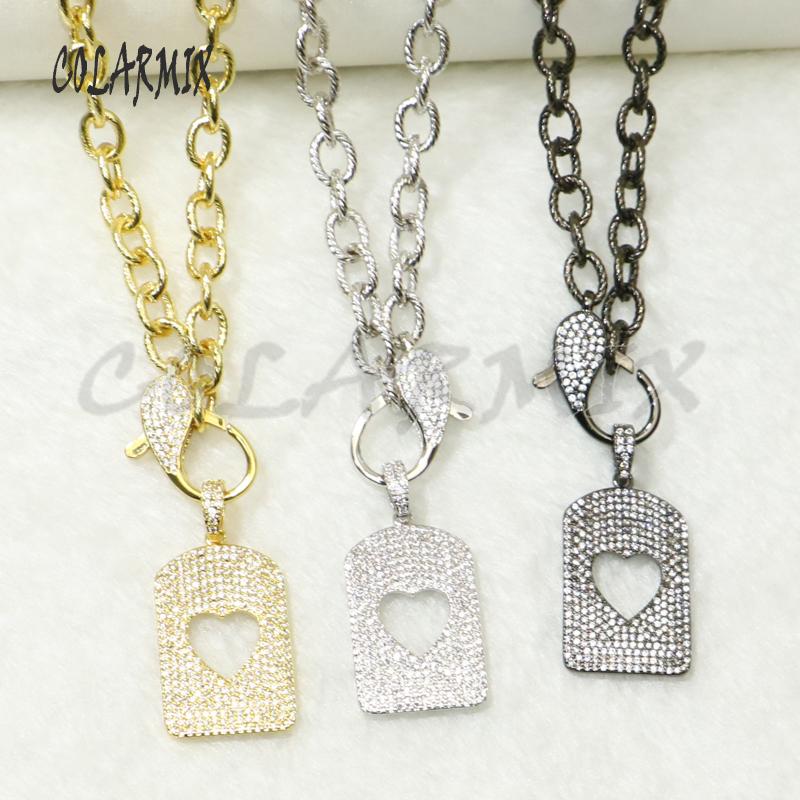 

Strands Rectangle Tag Pendants Necklace Link Multi Color Zircon Jewels Fashion Jewelry Accessories For Women 50542 Chains