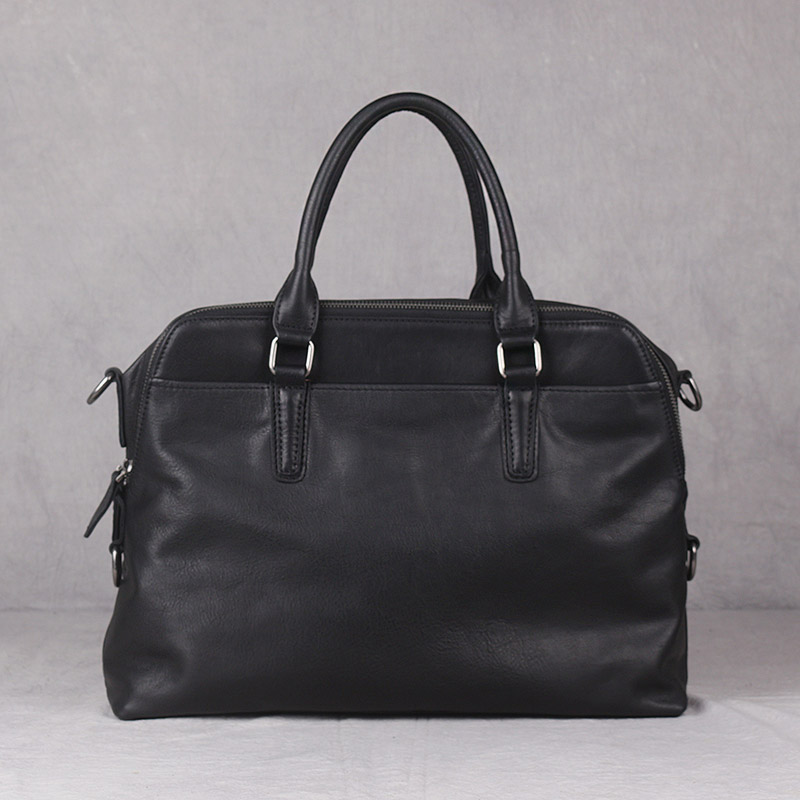 

Briefcase men's business handbag horizontal leather head layer men's computer bag handbags, Black