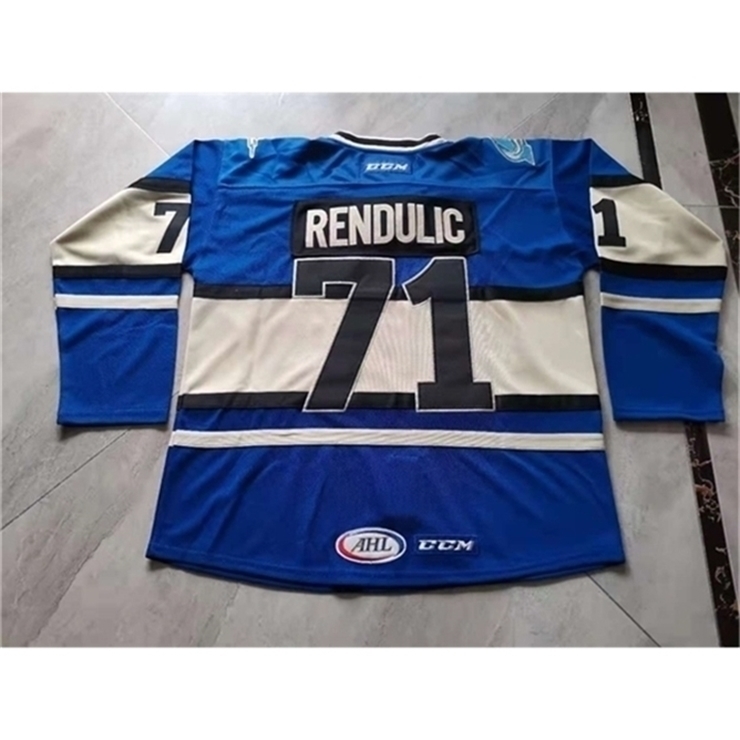 

37403740rare Hockey Jersey Men Youth women Vintage AHL Lake Erie Monsters 71 Borna Rendulic Size S-5XL custom any name or number, Blue women s-xl