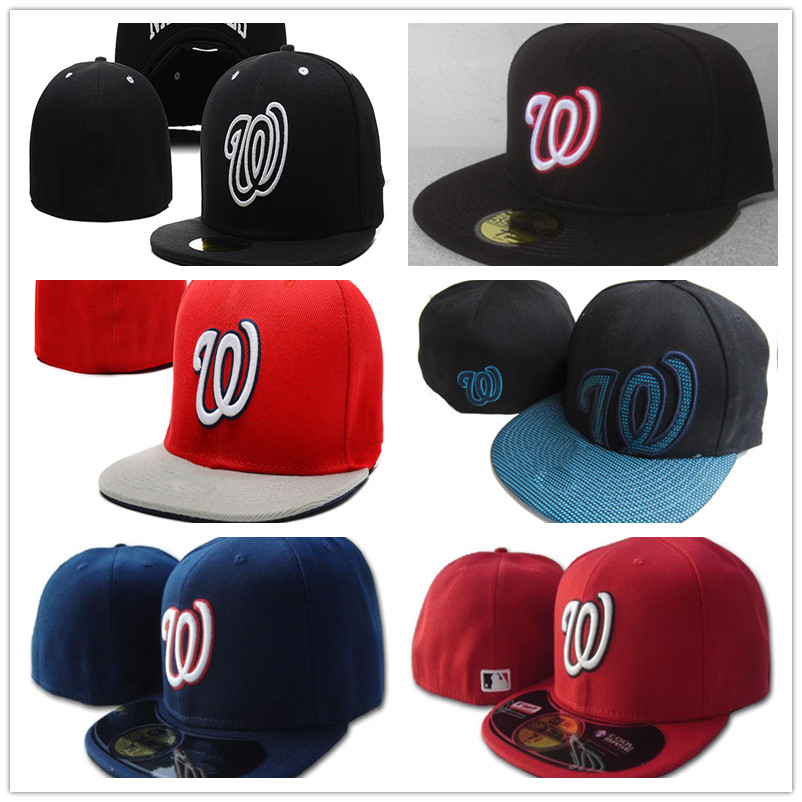 

Snapbacks Nationals W letter Baseball Caps Fitted Hats Bone Casquette Hip Hop for Men Women Gorras, Black;white