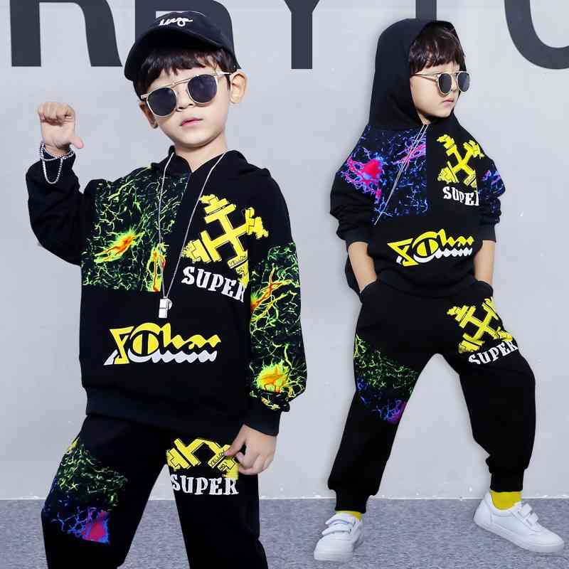 

Boys' Autumn suit sports 2020 new middle school and university long sleeved sweater two-piece personalized loose children's