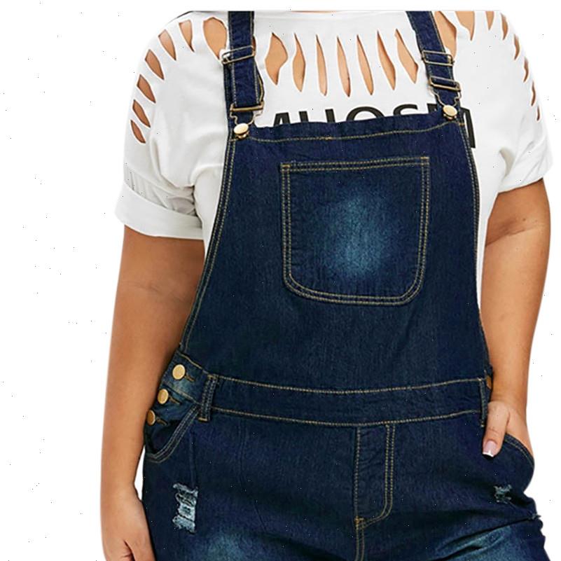 

Denim Jeans Shorts Playsuit Womens Jumpsuits Mid Waist Strap Hole Breaking Plus Size Jumpsuit S 5XL, Black;white