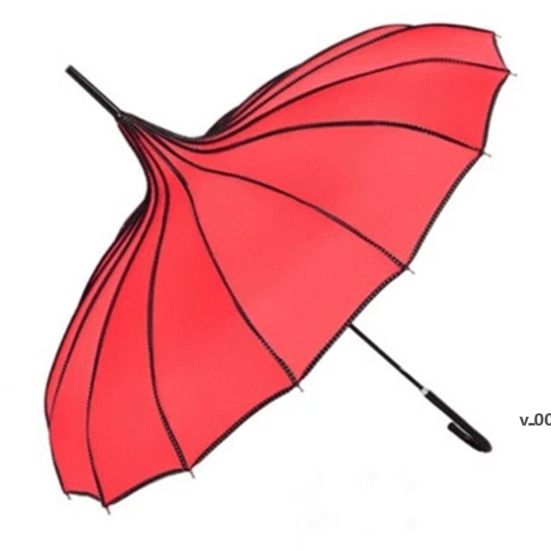 

Plain Colour Pagoda Umbrella 16 Straight Bone Bar Manual Long Umbrellas As Gift Lovely With Different Colors ZZD9205, Customize