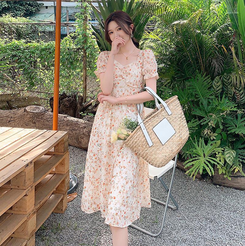 

Casual Dresses Will Spot The Gentle Wind Of Fund 2021 Summer Fairy Peach Heart Nail Bead Flower Hubble-bubble Sleeve Dress, See chart