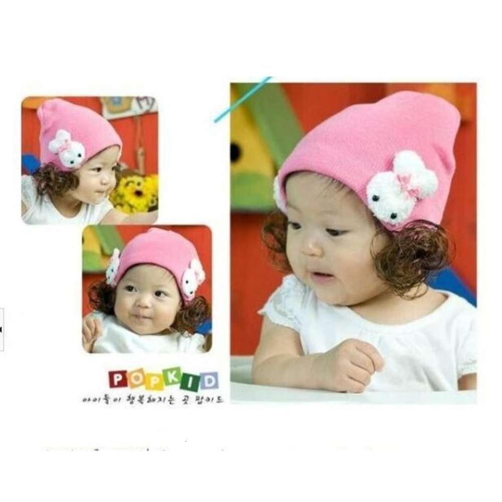 

Little rabbit wig ear cap baby knitted pullover children curly Princess, Yellow