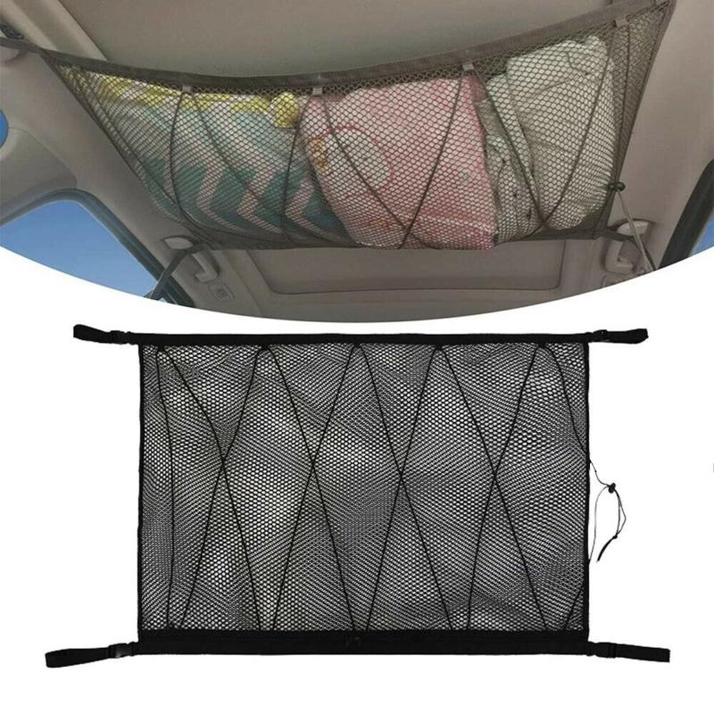 

Car Organizer Interior Ceiling Cargo Net Storage, 31"x23" Roof Mesh With Seat Hook 90x60cm Storage Net#65