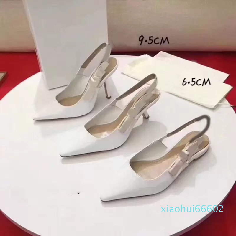 

2021 high quality Summer designer banquet dress shoes flat heel 6.5cm 9.5cm high-heeled sexy pumps pointed toe sling back women shoe x1z, Brown