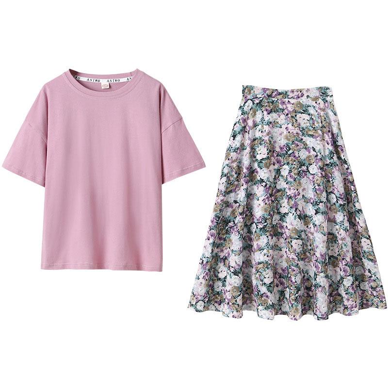 

Clothing Sets 3-13 Years Old Summer Teen Girls Outfits Korean Clothes Children Short Sleeve T-Shirt Flower Skirt 2Pcs Fashion, White