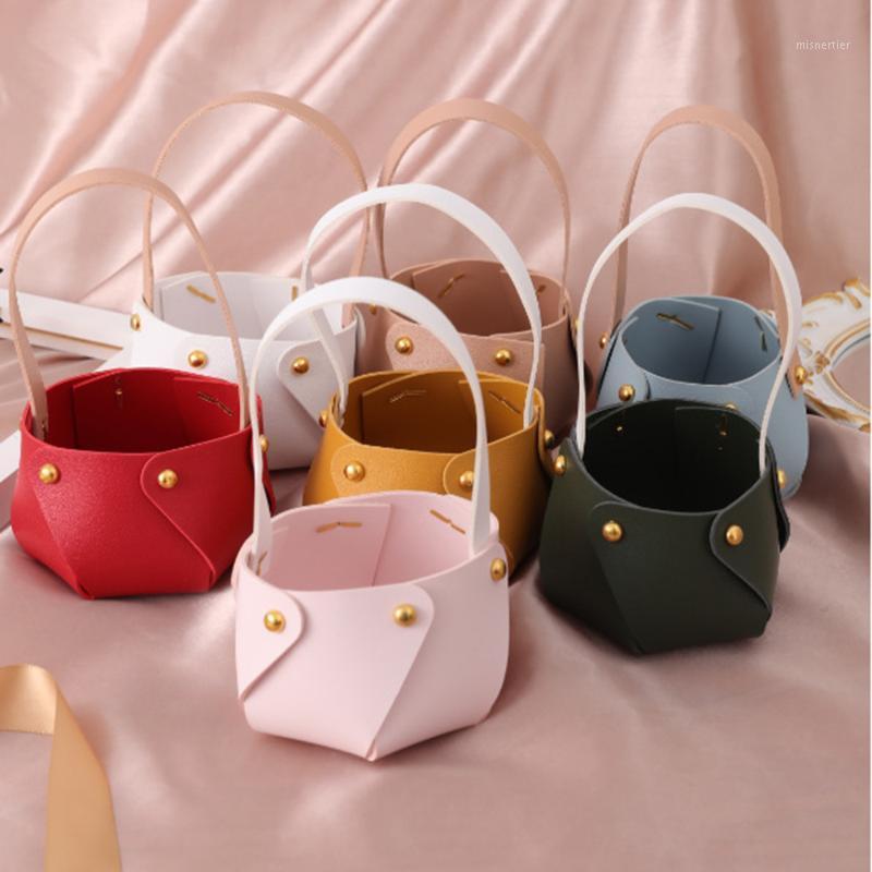 

Gift Wrap Creative Leather Portable Candy Bag Birthday Baby Shower Party Box Basket Jewelry Packaging Wedding Pouch Handbags