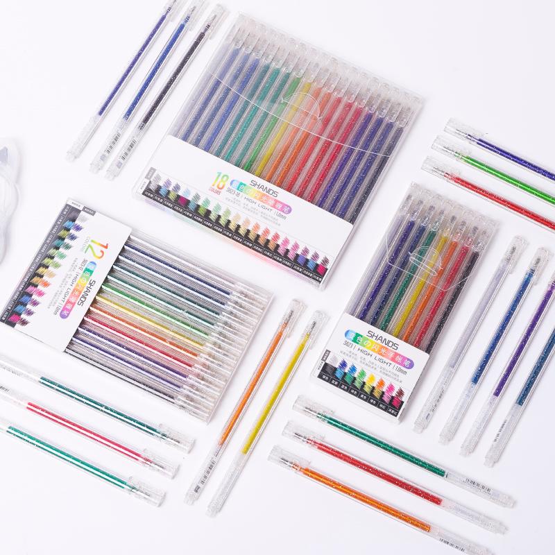 

18Pcs Quicksand Gel Pen Set Ballpoint Diamond Tips 1.0mm Writing Drawing Journal Diary DIY Art Student School Stationery Pens