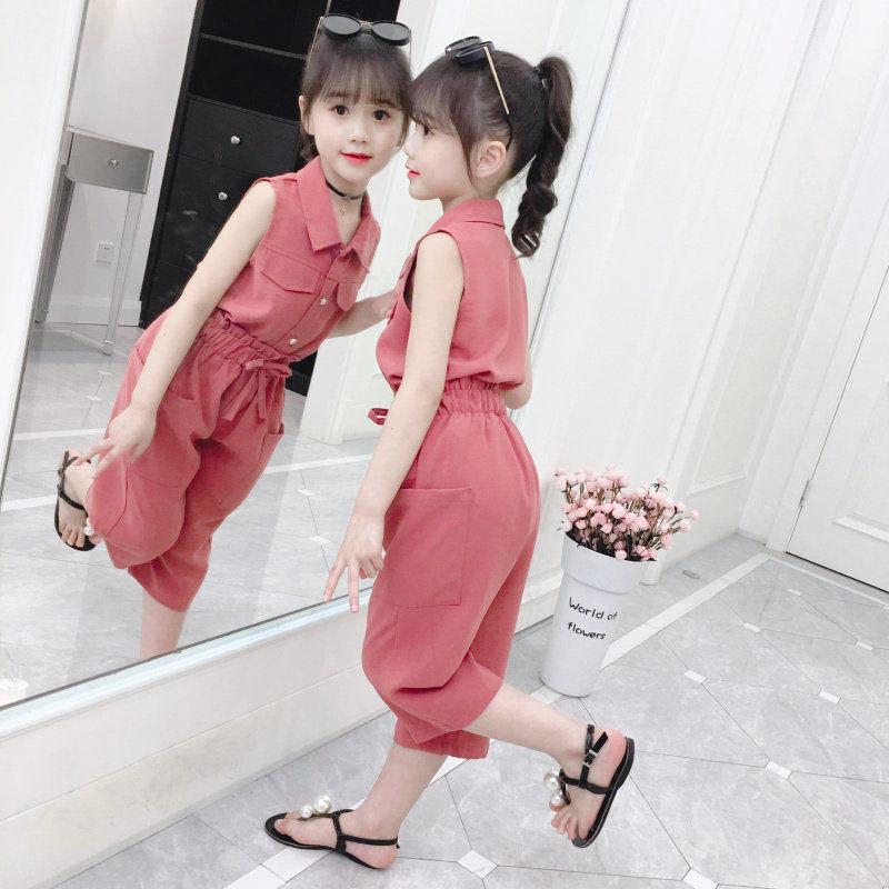 

Summer 11 Children's Clothing 10 Girls Clothes 9 Suit 8 Fashion Shirt + Pants 2 Teenage Sets, Brick red