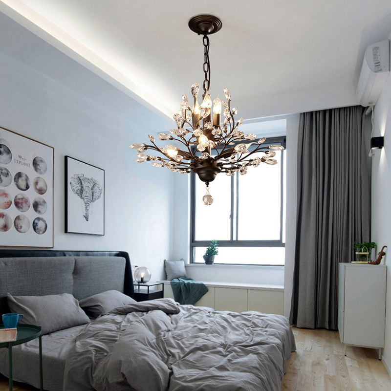 

Crystal Chandelier Tree Branch Pendant Lamps vintage K9 crystals chandeliers iron chandeliery modern living Ceiling Light Lighting Fixture