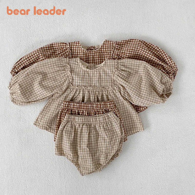 

Bear Leader Autumn Infant Baby Casual Clothes Fashion Plaid Toddler Girls Boys Clothing Set Korean Style Outfits For 0-2 Years 210708, Ah6172khaki