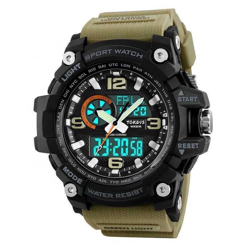 

Military Tactical Watch for Men, Men Outdoor Sport Wrist Watch, Large Analog Dual Display Digital Watchs, Green