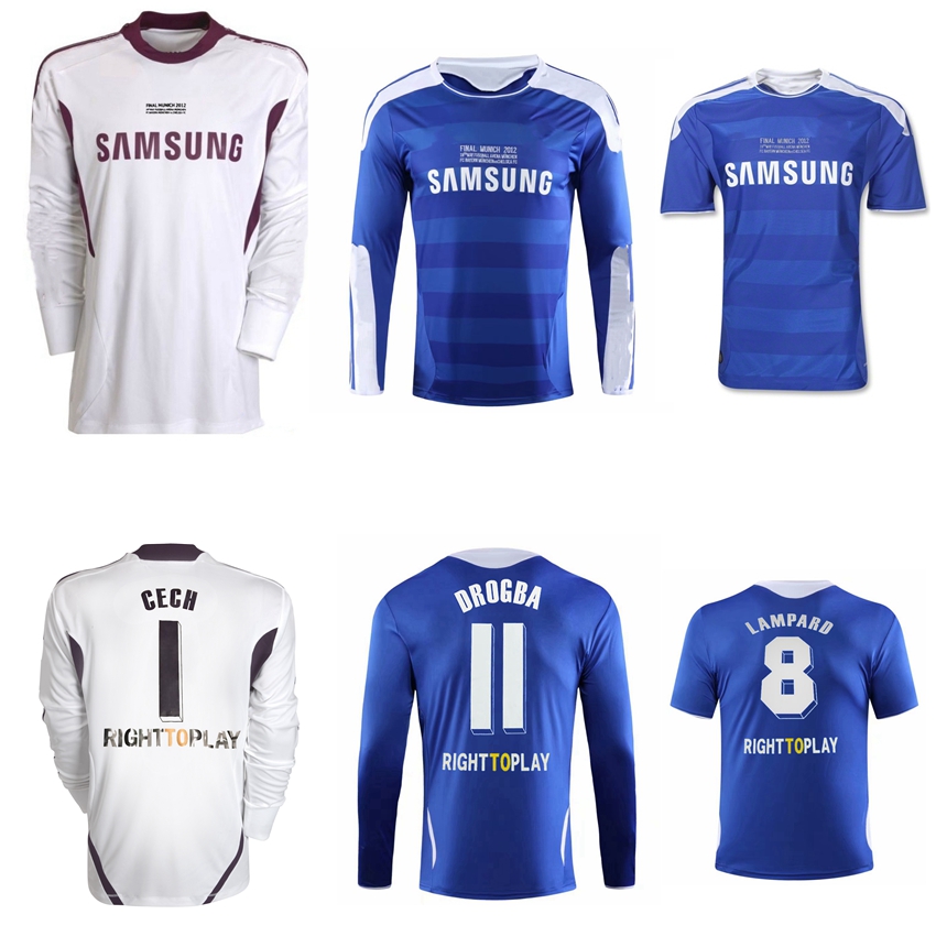 

2011 2012 Drogba Lampard Torres retro soccer jersey CECH TERRY CL Final MATA CAHILL RAMIRES Goalkeeper home vintage football shirt, No name no number