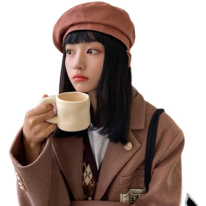 

Berets Goth Cute Knit Hat Korean Beret Female Occasion Hats Retro Gothic Plush Furry Beautiful Warm Simple Plain Cap Muts C