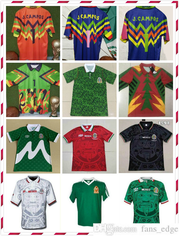 

Mexico Jorge Campos#1 1998 retro Soccer Jersey yellow Multicolor Verde Pink Multi-Color #1 Goalkeeper Zidane Henry Football Shirt