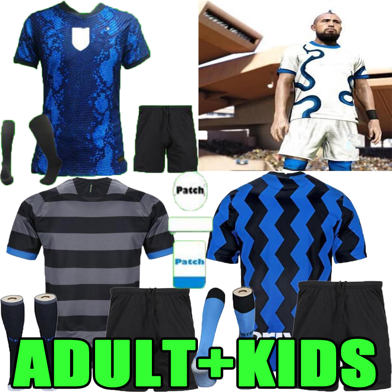 

Adult  kit  21 22 Inter BARELLA soccer jersey set 2021 2022 LUKAKU VIDAL LAUTARO ERIKSEN ALEXIS DE VRIJ home away football shirt sets HAKIMI uniforms kits, 2021 home