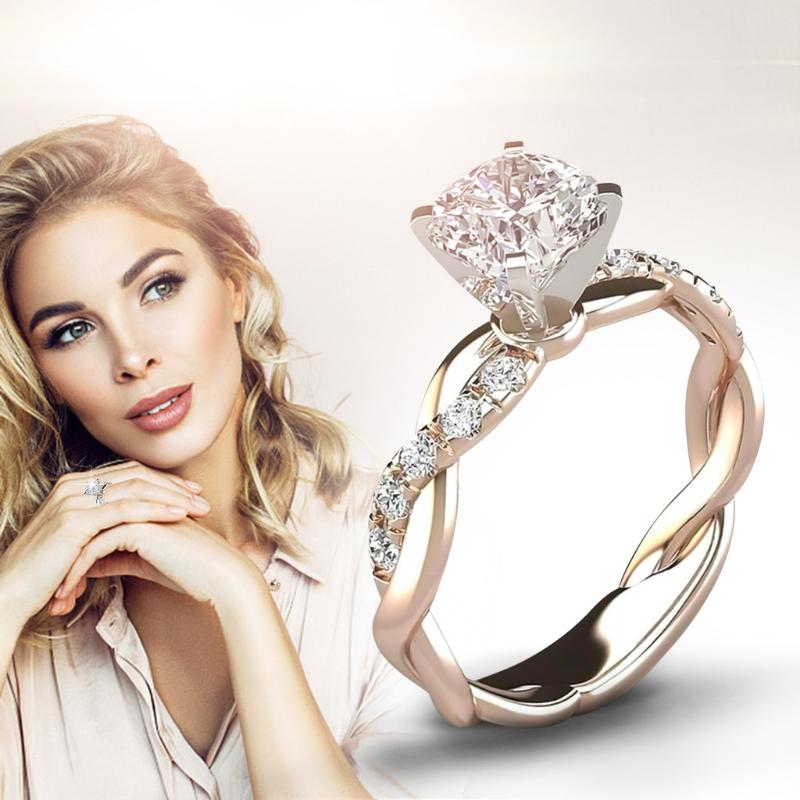

Wedding Rings Ring Bridal Zircon Elegant Engagement Band European American Style Luxury Ladies Rose Gold Fashion, Slivery;golden
