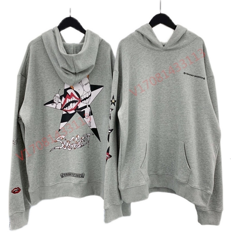 

Hearts Chrome Croxin Graffiti Five Star Sanskrit Men's and Women's Hooded Sweater Coats, White;black