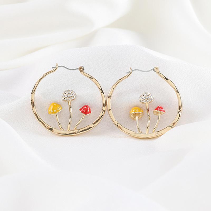 

Makersland Unique Mushroom Earrings For Women Gold Color Geometries Round Accessaries Trendy Hoop 2021 Dangle & Chandelier