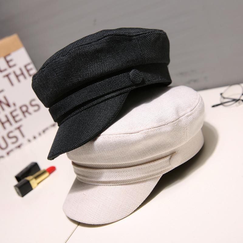 

Caps & Hats Hat Children Han Banchao Fashion British Duck Tongue Sea Military Female Spring And Summer Versatile Beret Net Red Cotton, Yellow