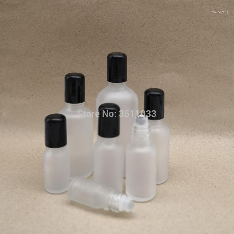 

Storage Bottles & Jars Frost Glass Roll On Bottle Black Lid Steel Roller Bead Empty Cosmetic Packaging Vials Essential Oil 25pcs