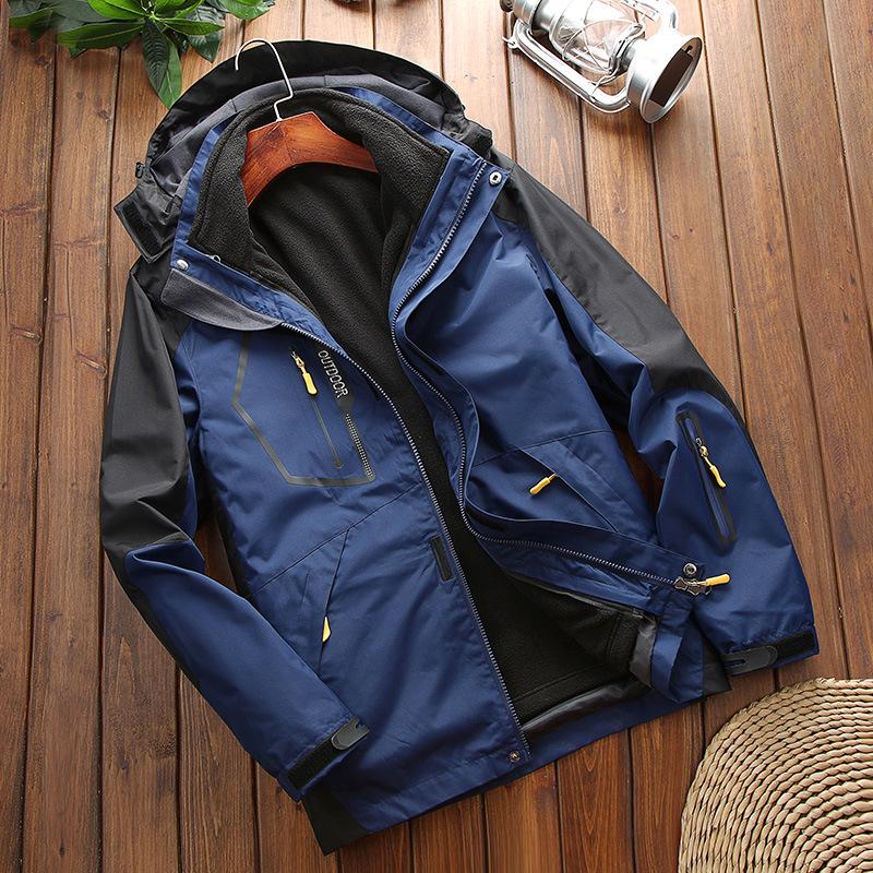 

Men's Jackets Winter 2 In 1 Warm Jacket Sportwear Ski Camping Coat Softshell Waterproof Outdoor Men Windbreaker Climbing Hiking Coats, Black;brown
