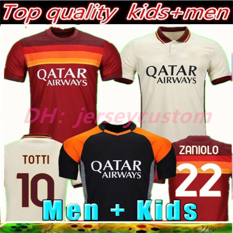 

Soccer jersey ZANIOLO ROMA DZEKO PASTORE rome TOTTI KLUIVERT KOLAROV AS 20 21 football shirt 2020 2021 Men + Kids kit uniforms maillot, Black;yellow
