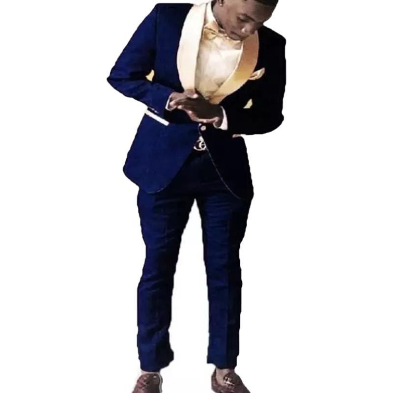 Cheap Bulk Mens Blue Suit Gold Tie UK 