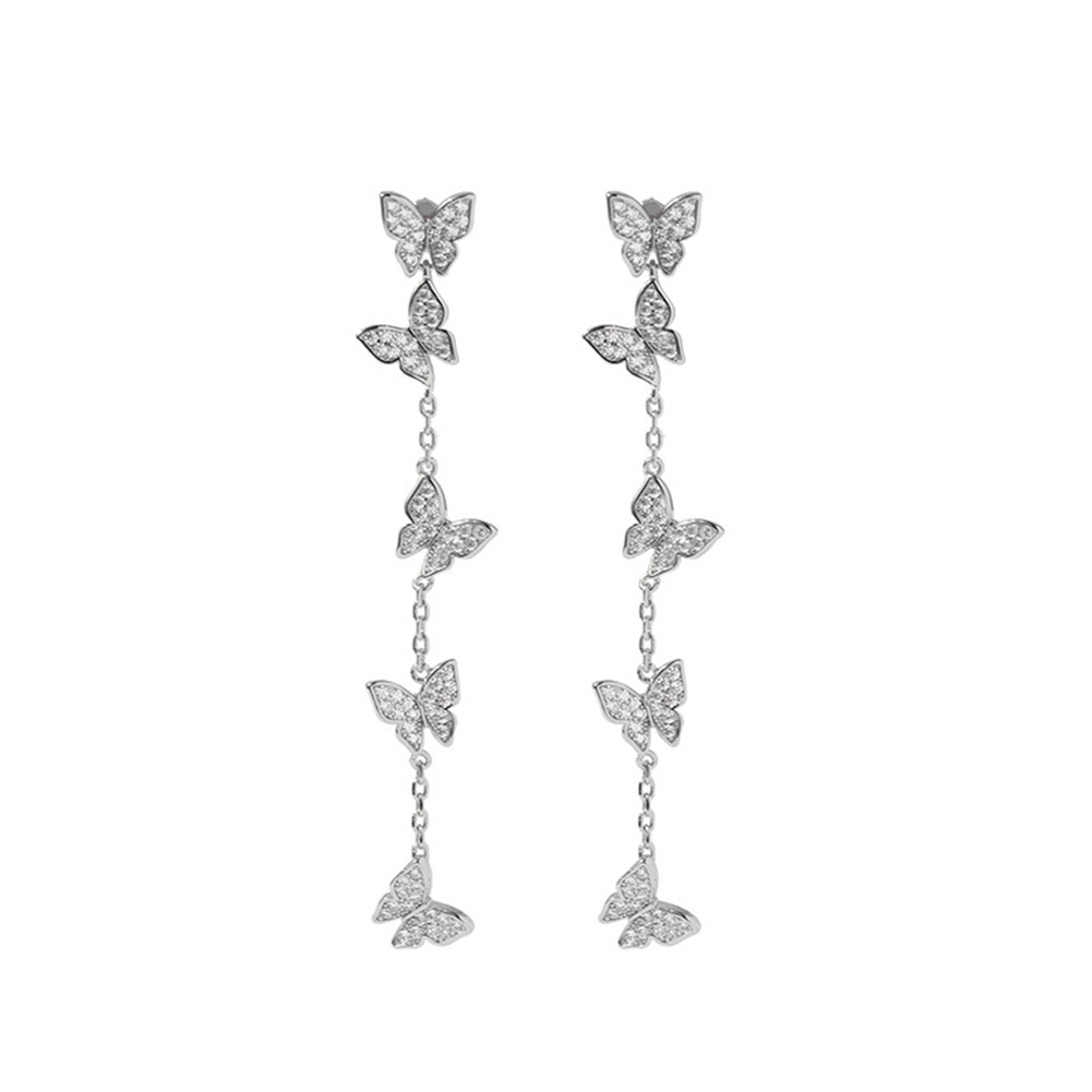 

2021 Beautiful Exquisite Diamond Four Leaf Clover ButterflyTassel Dangle Earrings 18K Gold S925 Silver for Van Women&Girls Wedding Valentine