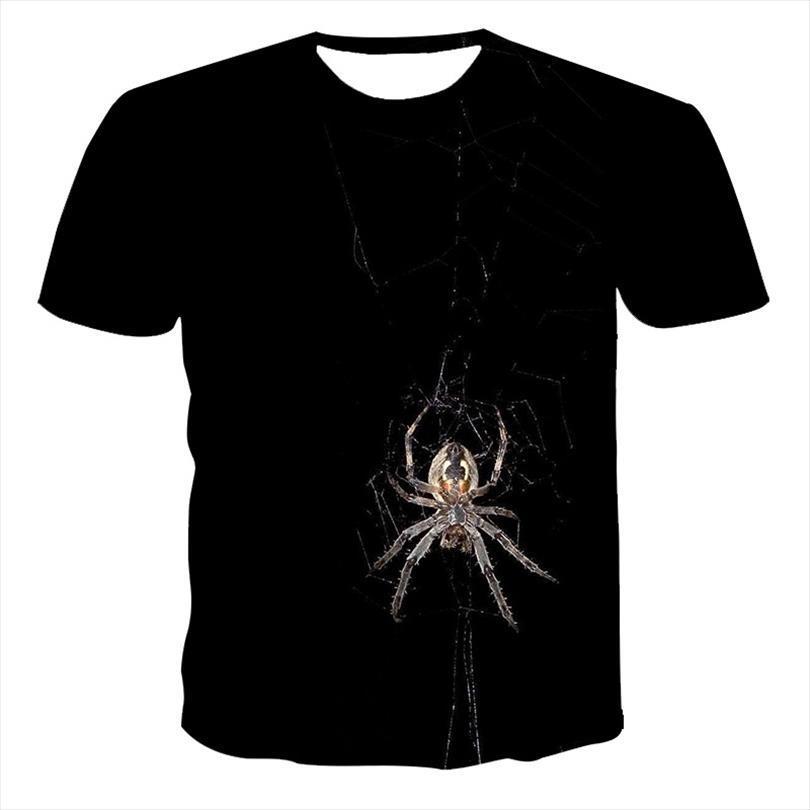 

summer 3d casual mens short sleeve o neck fashion harajuku the spider pattern shirts, White;black