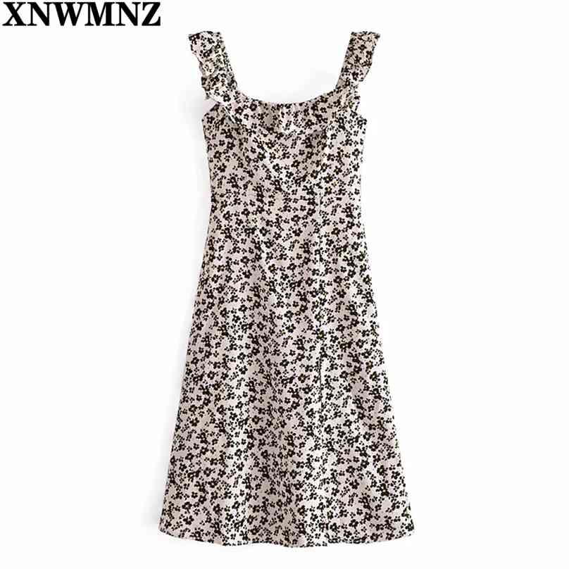

Chic Women Summer Chrysanthemum print midi dress Female French Square neck Side split Robe Beach Vacation smocked dresses 210520, Multi