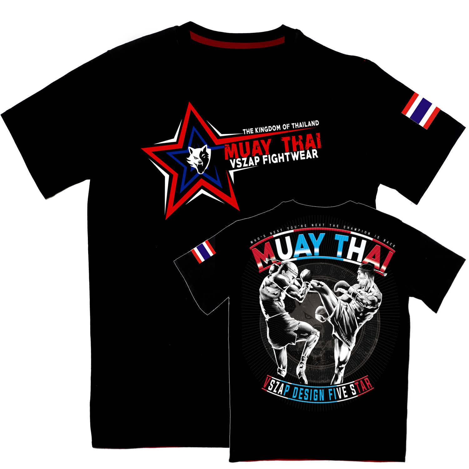 

Vszap Thailand Thai Boxing Short Sleeve Fighting tee Men for Muscle Mma Training Fitness Running, Black