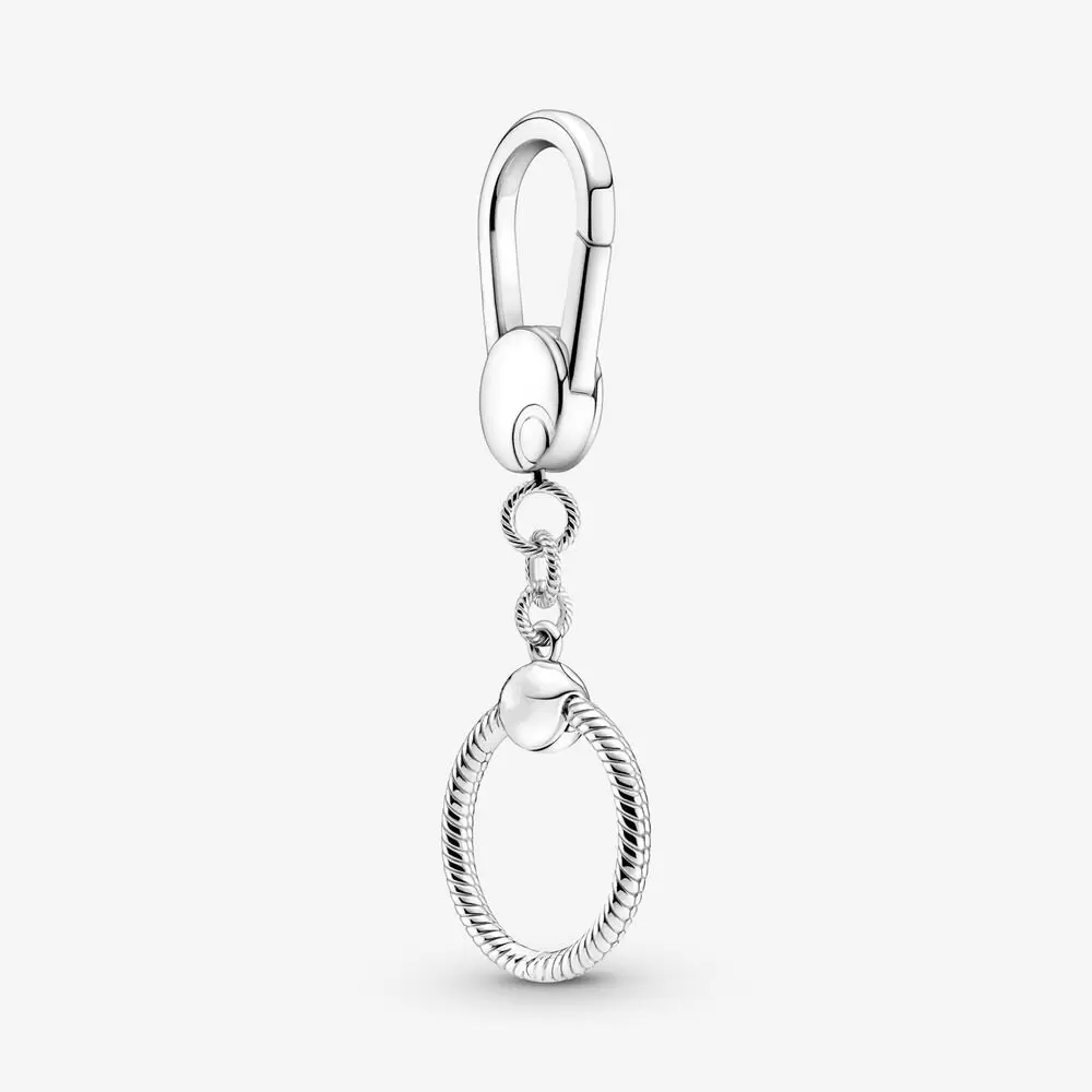 

100% 925 Sterling Silver Moments Small Bag Charm Holder Key Rings Fit Pandora Original European Charms Dangle Pendant Fashion Women Wedding Jewelry Accessories