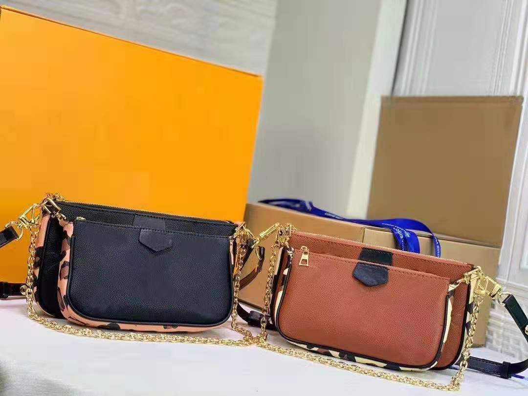 

2021 Classic Fashion Designer Luxury Handbags Bag Women Three piece set embossing Leather Handbag Shoulders crossbody bags VINTAGE Clutch Tote Messenger Wallet, Box