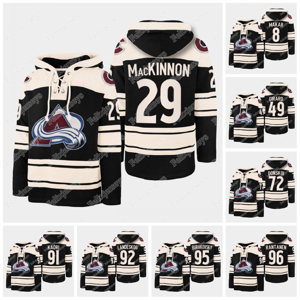 

Colorado Avalanche Vintage Superior Hoodie 8 Cale Makar 29 Nathan MacKinnon 96 Mikko Rantanen Gabriel Landeskog Nazem Kadri Samuel Girard Jo, Black;red
