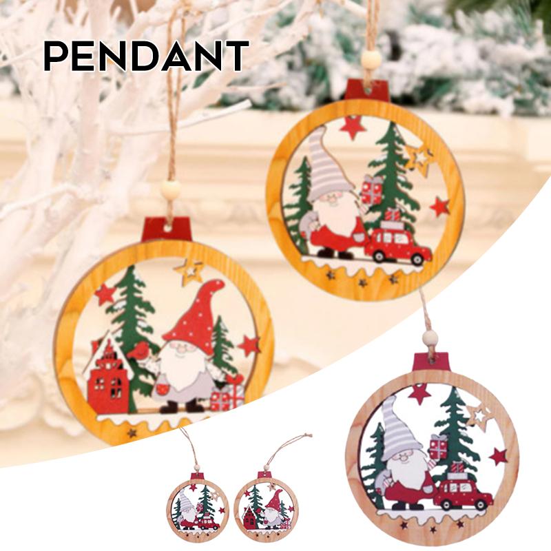 

Christmas Decorations Wooden Pendant Lovely Santa Claus Xmas Tree Hanging Ornament Creative Decorative Supplies LB88